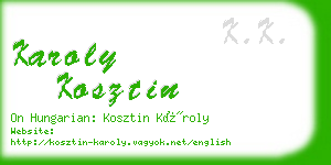 karoly kosztin business card